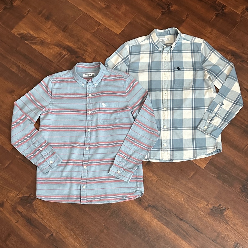Abercrombie Kids Blue, Cream & Red Button Down Shirts.  Boys 15/16, EUC!